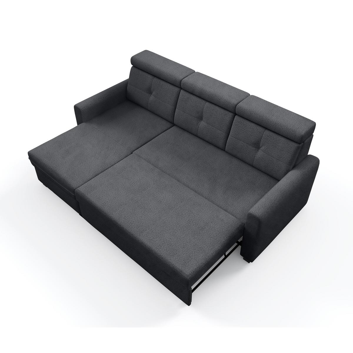 ECKSCHLAFSOFA Milano, Dunkelgrau, links - Dunkelgrau/Schwarz, Textil (217/166cm) - Beautysofa