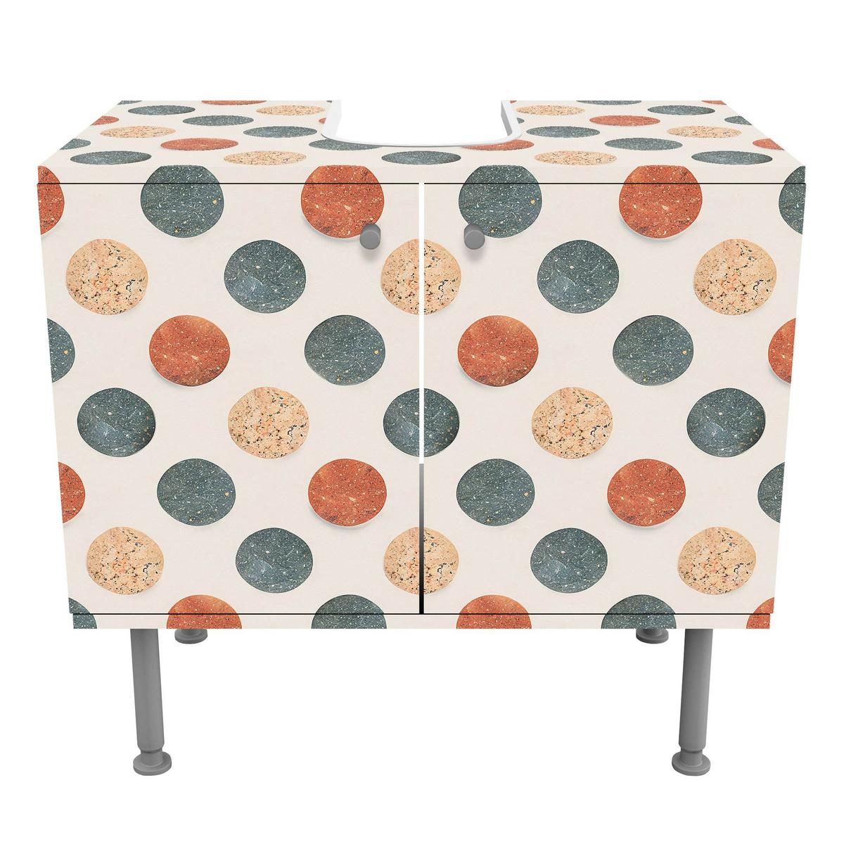 WASCHBECKENUNTERSCHRANK Rundes Terrazzo 60/55/35 cm - Beige, Holzwerkstoff (60/55/35cm) - Bilderwelten