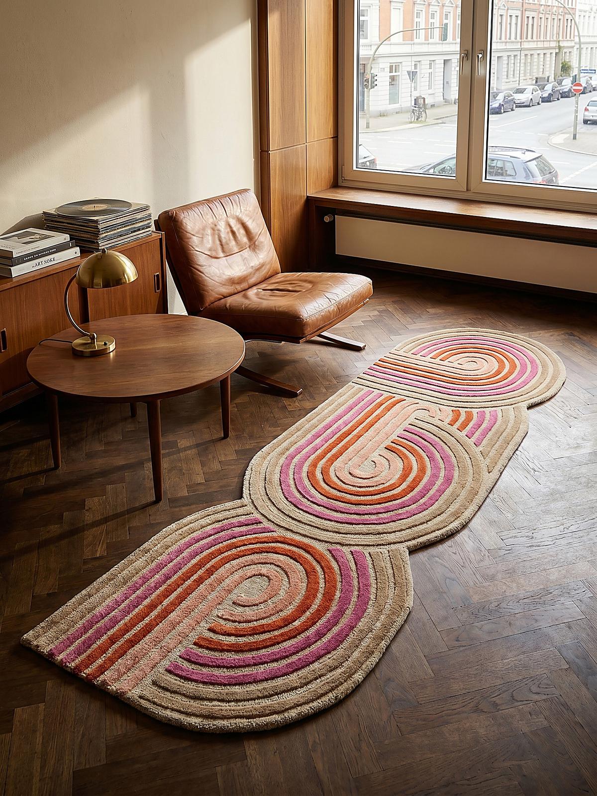 WOLLTEPPICH SOAR, abstrakt, Rosa, 80 x 300 cm - Rosa, Textil (300/80cm) - KADIMA DESIGN