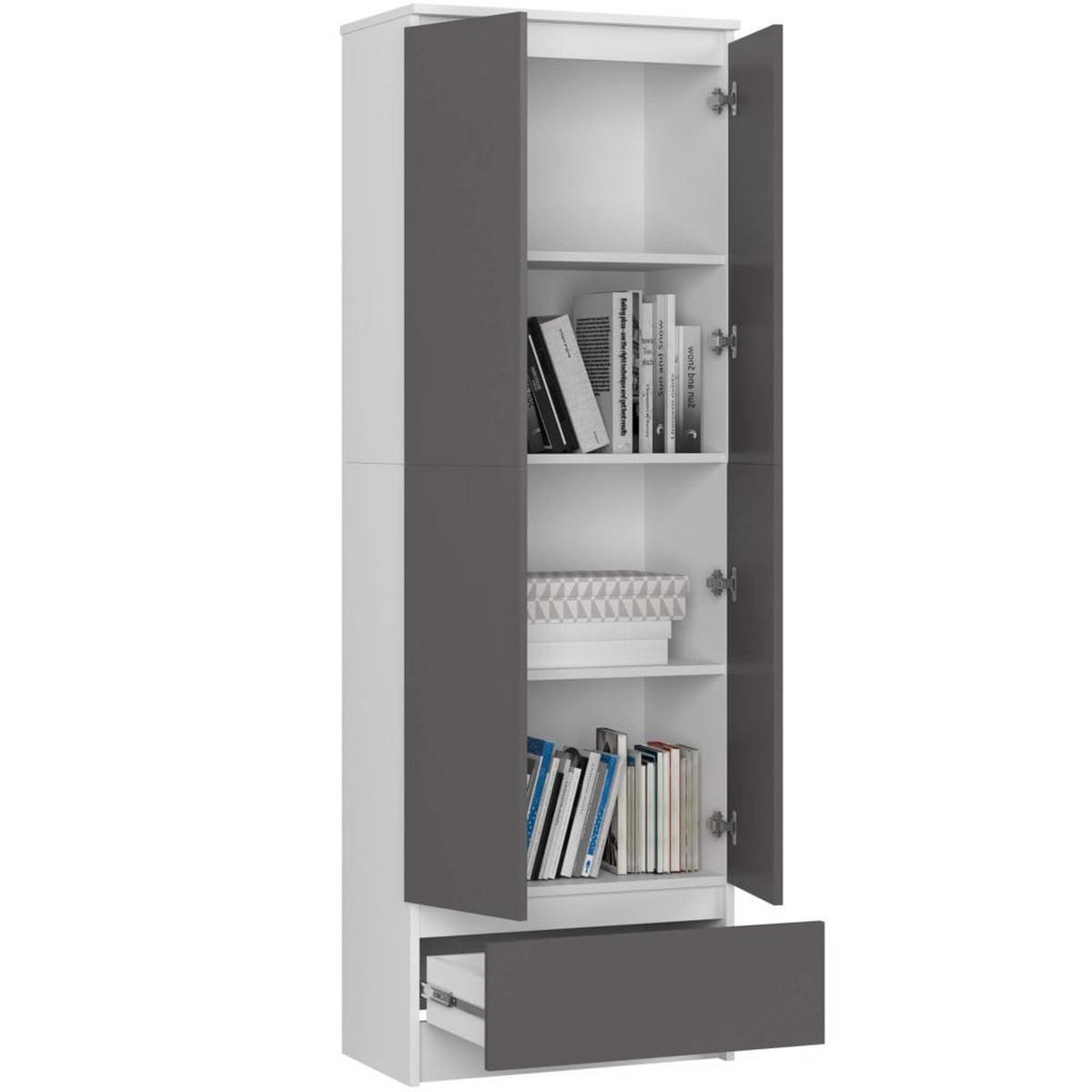 STANDREGAL Weiß, Graphit Grau 180/60/35 - Weiß, Holzwerkstoff (60/180/35cm) - RAUMHIRSCH FURNITURE