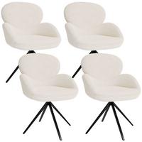 DREHSTUHL Albano Bouclé Creme (4er-Set) - Creme, Textil (59/90/65cm) - Juskys