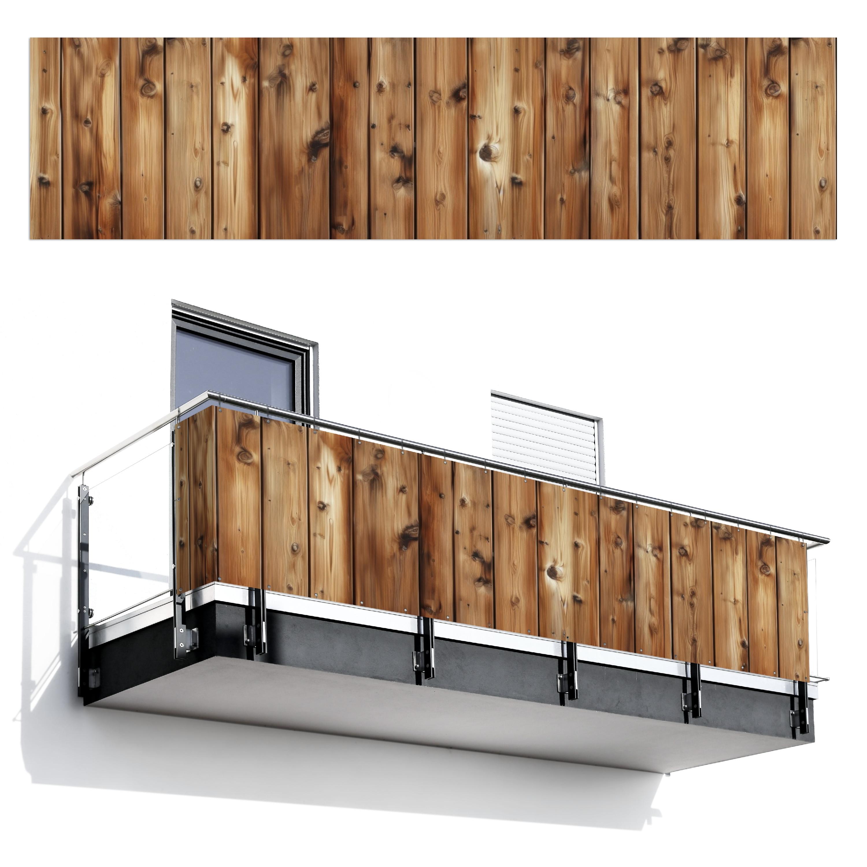 BALKON-SICHTSCHUTZ Holz - Regale - Braun Deko XXL 500x120 cm - Buchefarben, Kunststoff (500/120cm) - MuchoWow