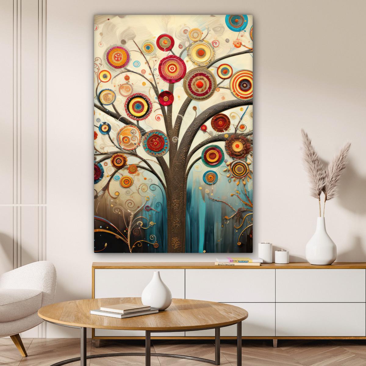 LEINWANDBILD Baum - Baum des Lebens - Farbe Deko XXL 80x120 cm - Braun, Textil (80/120cm) - MuchoWow