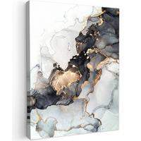 LEINWANDBILD Marmor - Schwarz - Weiß - Gold - Luxus - Abstrakt Room Decor 30x40 cm - Goldfarben, Textil (30/40cm) - MuchoWow