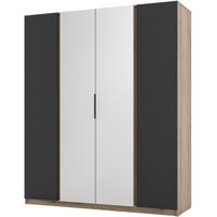 DREHTÜRENSCHRANK Kaya 200/62/239 4-Türig mit zwei Spiegel - Eichefarben/Schwarz, Holzwerkstoff (200/239/62cm) - Beautysofa
