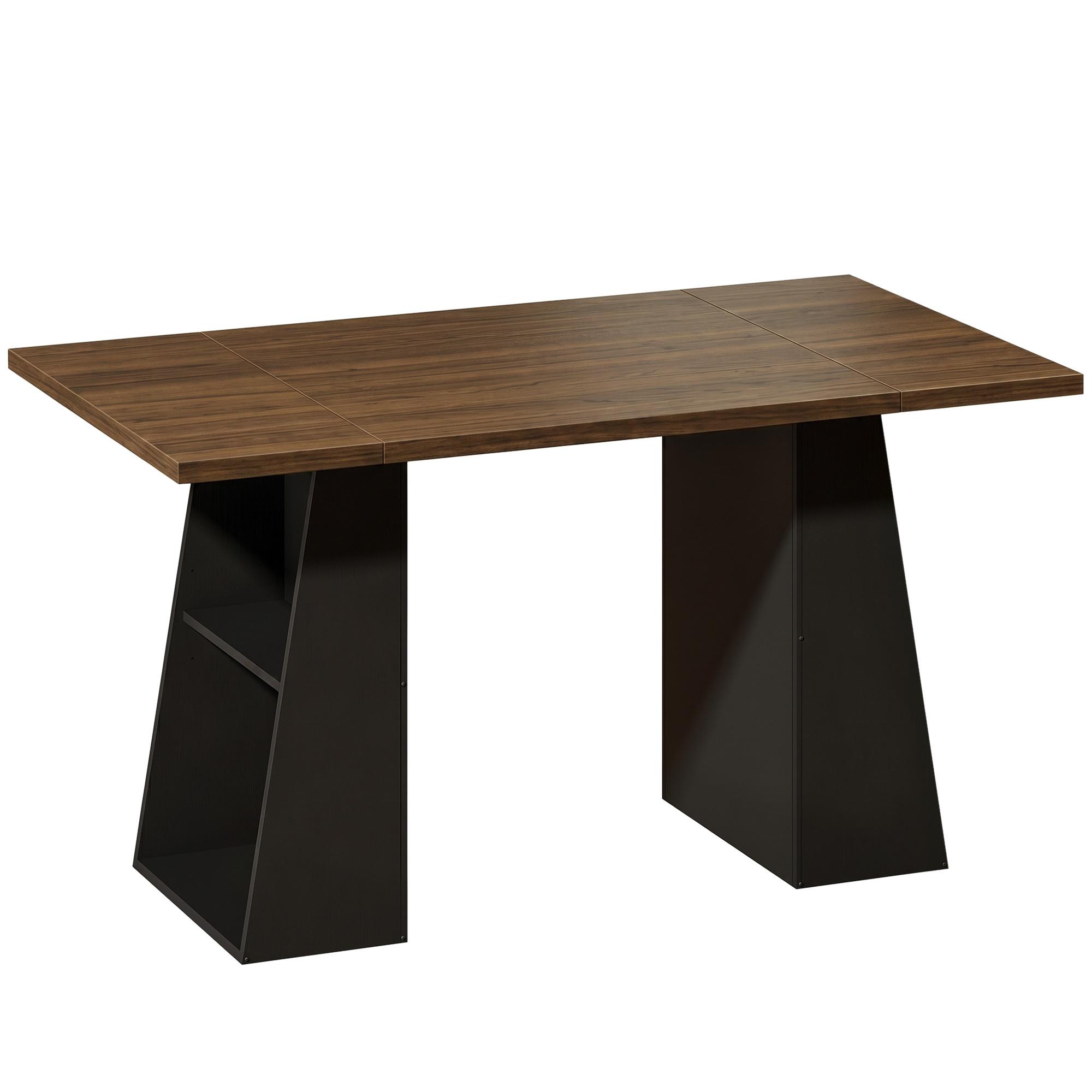 SCHREIBTISCH Spanplatte MDF Braun Schwarz - Schwarz/Braun, Holzwerkstoff (140/78/75cm) - HOMCOM