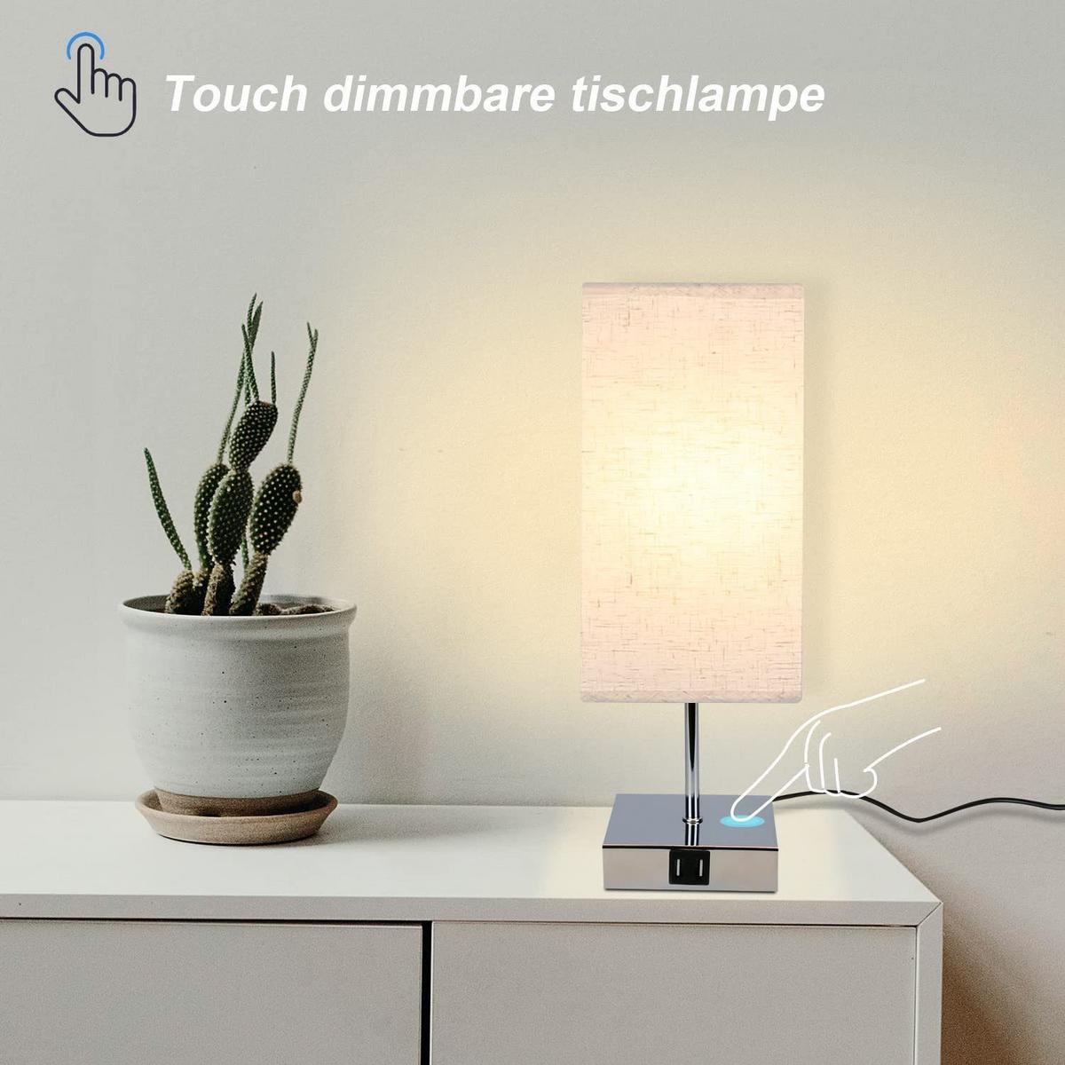 TISCHLAMPE Lila 13/13/37 cm - Silberfarben, Metall (13/13/37cm) - ZMH