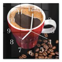 WANDUHR aus Glas 30x30 cm - Tasse Kaffee - Braun, Glas (30/30/0.4cm) - TULUP