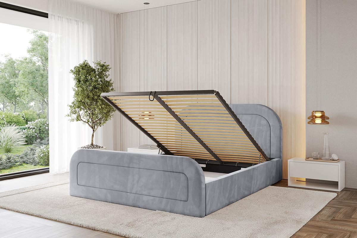 POLSTERBETT mit Bettkasten, Fußteil und Lattenrost, Boxbett mit Matratze H3/H4 - LERAY-Z 120x200 Hellgrau - Hellgrau, Holzwerkstoff/Textil (120/200cm) - ALTDECOR