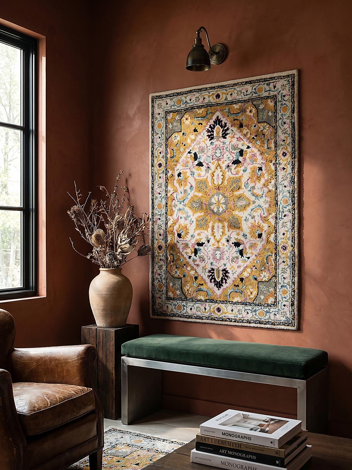 WOLLTEPPICH SOAR, klassisch-floral, Gelb-Grau, 120 x 170 cm - Gelb, Textil (120/170cm) - KADIMA DESIGN