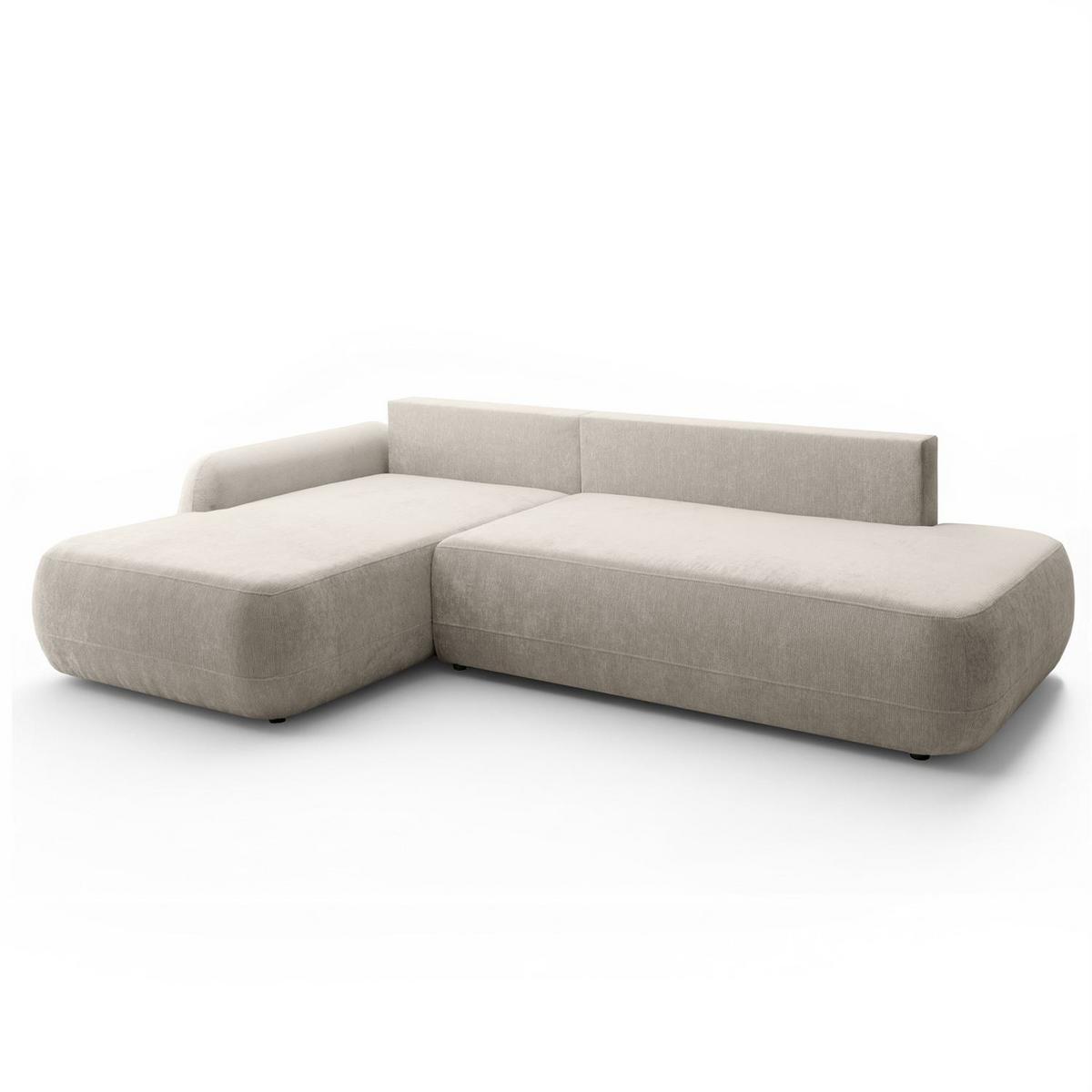 ECKSOFA GOYA mit Schlaffunktion und Bettkasten, Linke, Perfect Harmony 04 - Ecru, Textil (184/302cm) - Lookway