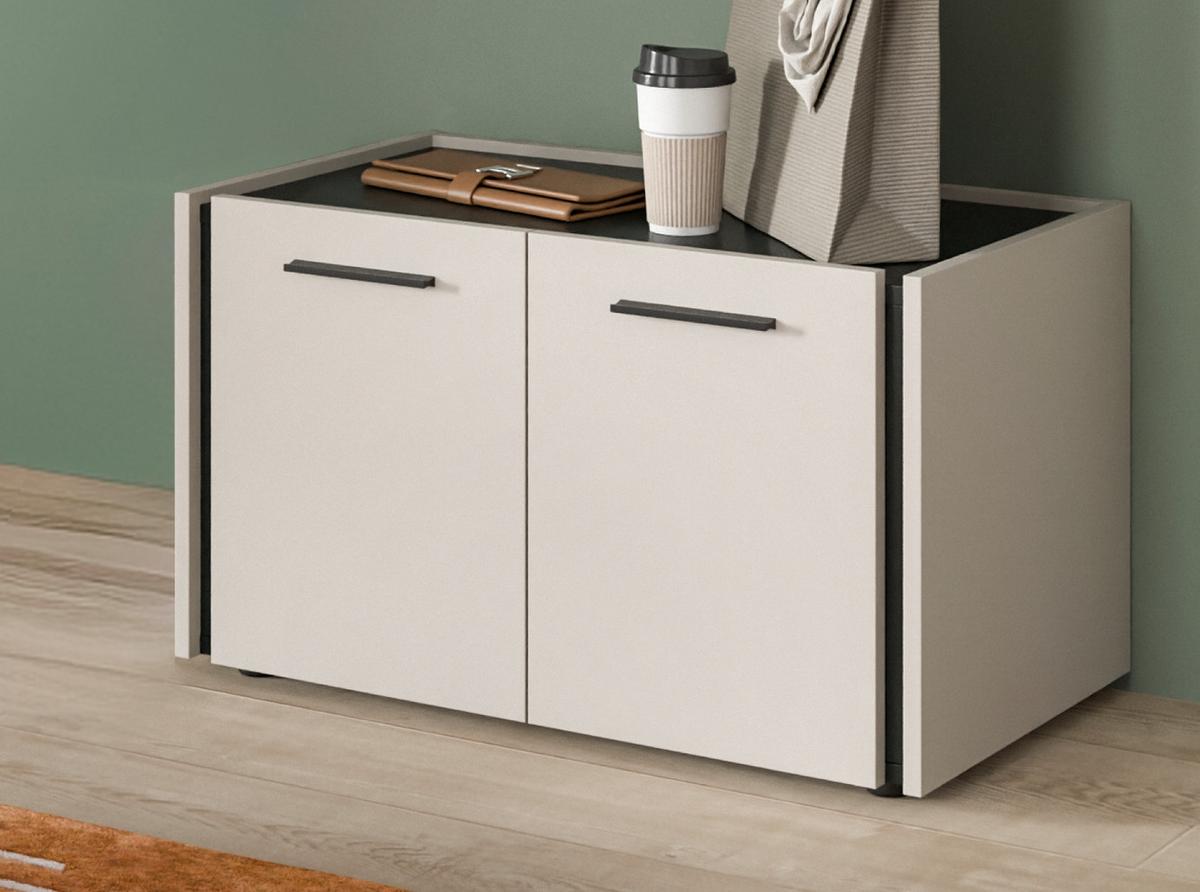 GARDEROBENBANK Kaschmir 75 x 43 cm, Schuhbank mit Soft-Close - Kaschmir/Schwarz, Holzwerkstoff/Kunststoff (75/43/40cm) - Inn.Furn