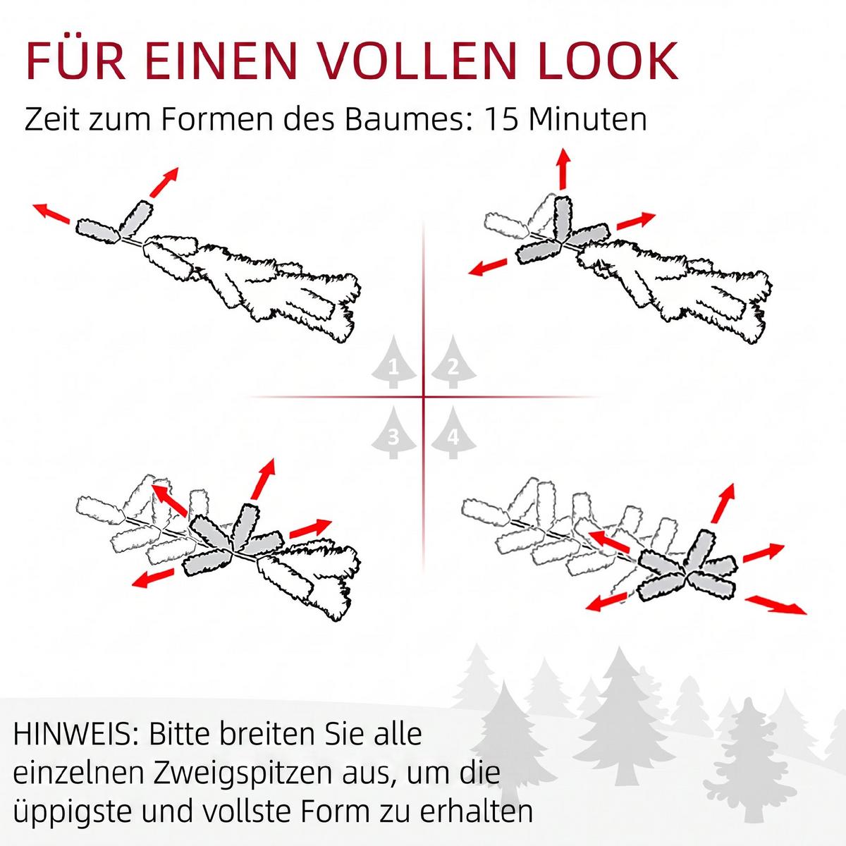 KÜNSTLICHER-WEIHNACHTSBAUM Kunststoff Metall Grün - Grün, Kunststoff (180cm) - HOMCOM