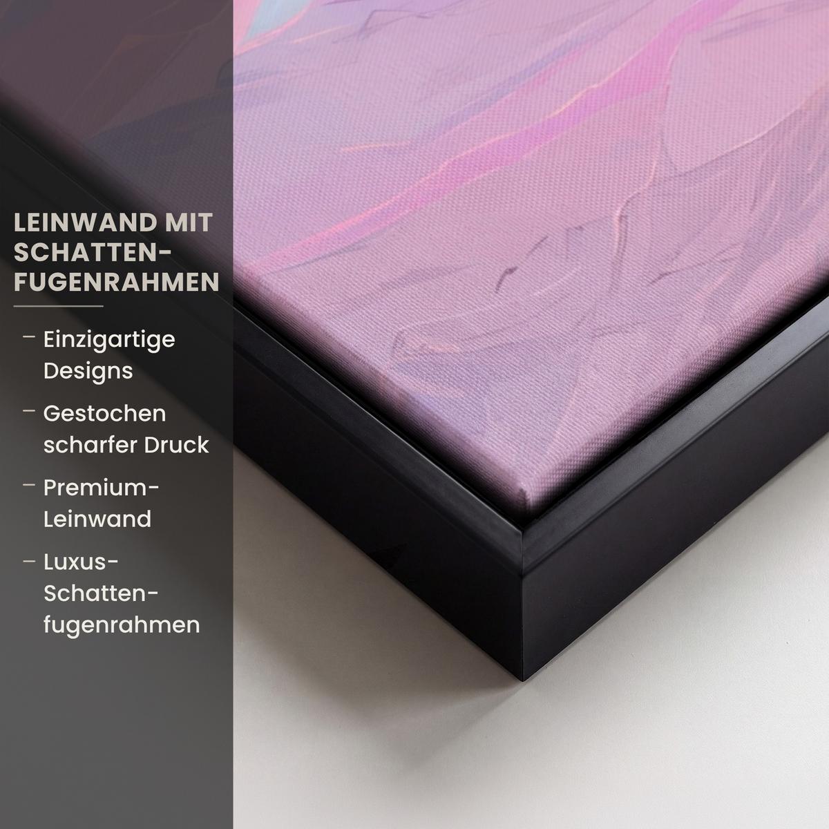 LEINWAND Bilder mit Rahmen - Berggipfel - Wolken - Verträumt - 100x70 - Hellrosa, Textil (100/70cm) - MuchoWow