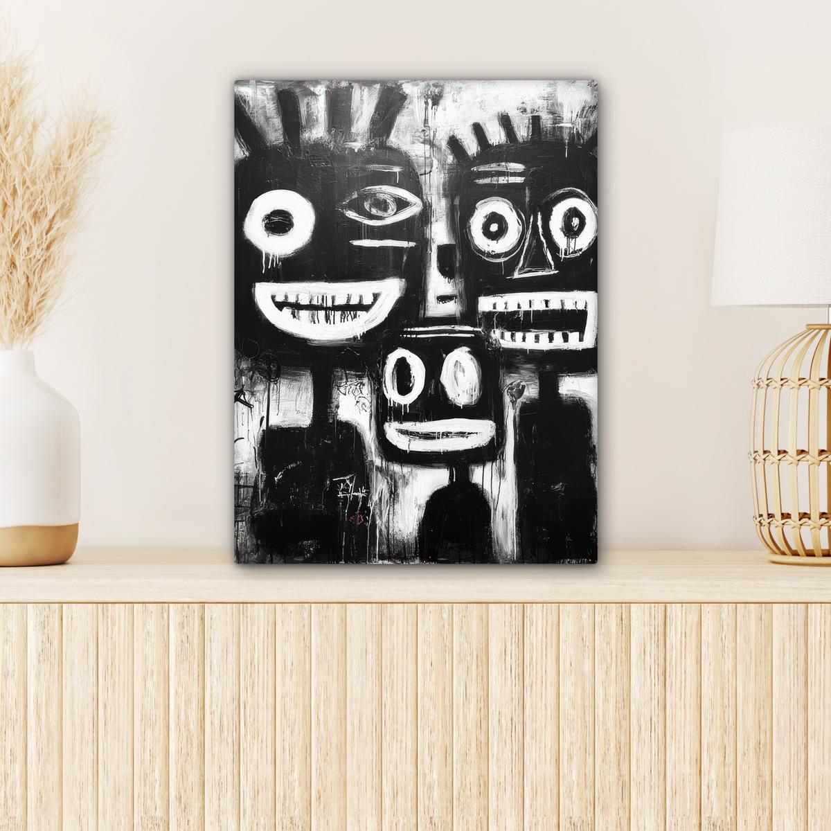 LEINWANDBILD Malerei - Figuren - Schwarz - Abstrakt Room Decor 30x40 cm - Schwarz, Textil (30/40cm) - MuchoWow