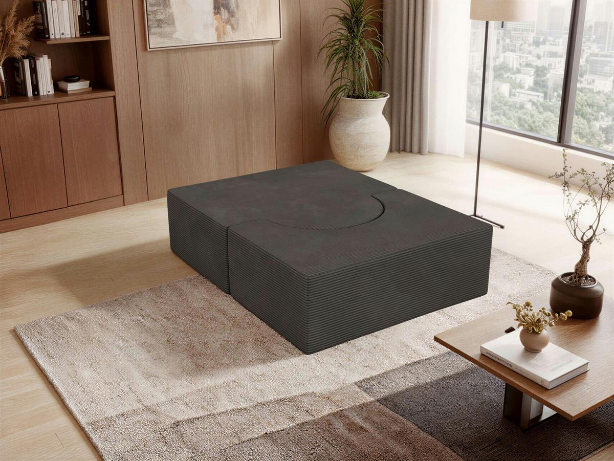 1-SITZER BODENSOFA SANOA - Dunkelgrau Cord - Dunkelgrau, Textil (100/68/96cm) - MKS