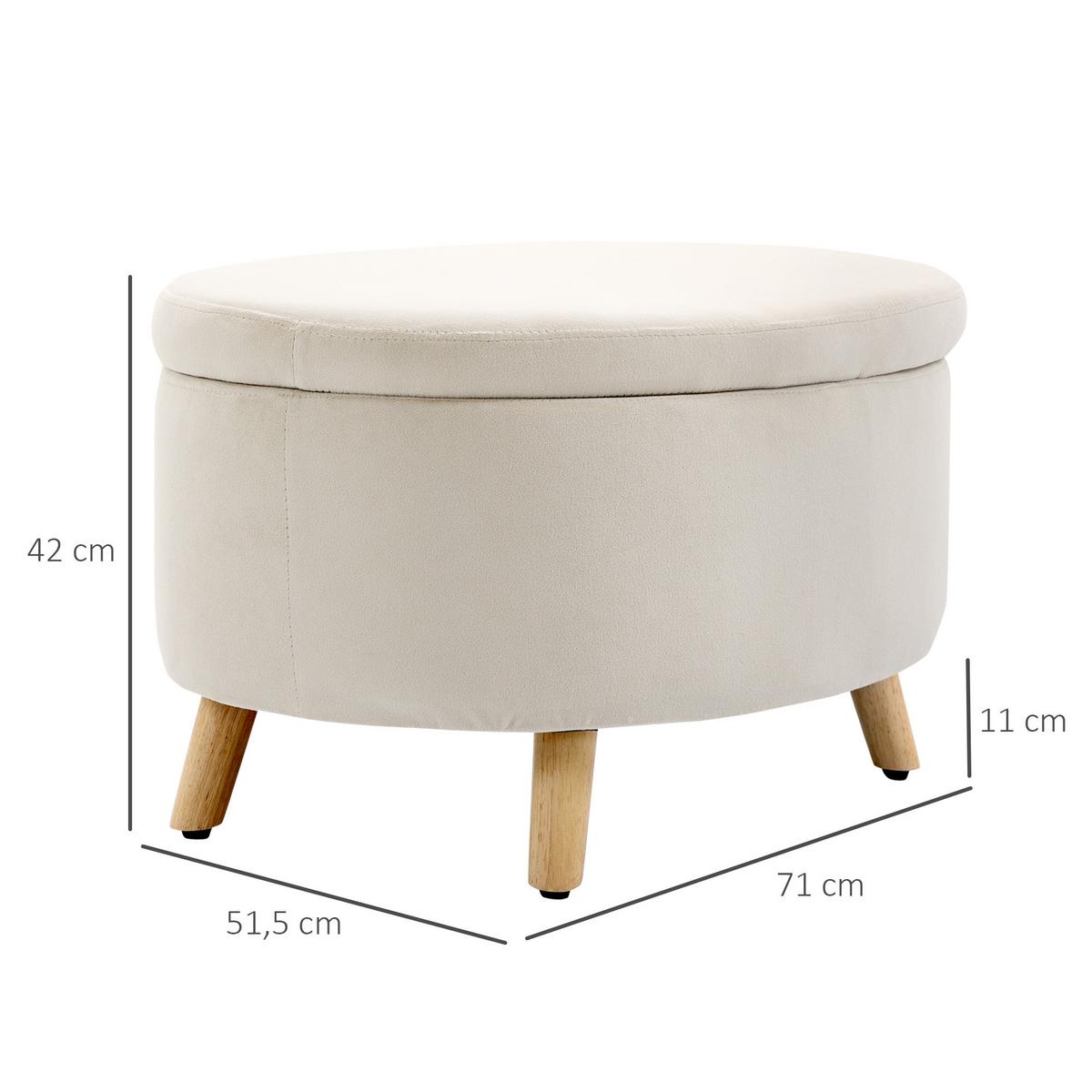 SITZBANK mit Stauraum, Oval Polsterbank mit Deckel, Bettbank mit Samtoptik Beige - Blau, Kunststoff (51.5/42/71cm) - HOMCOM