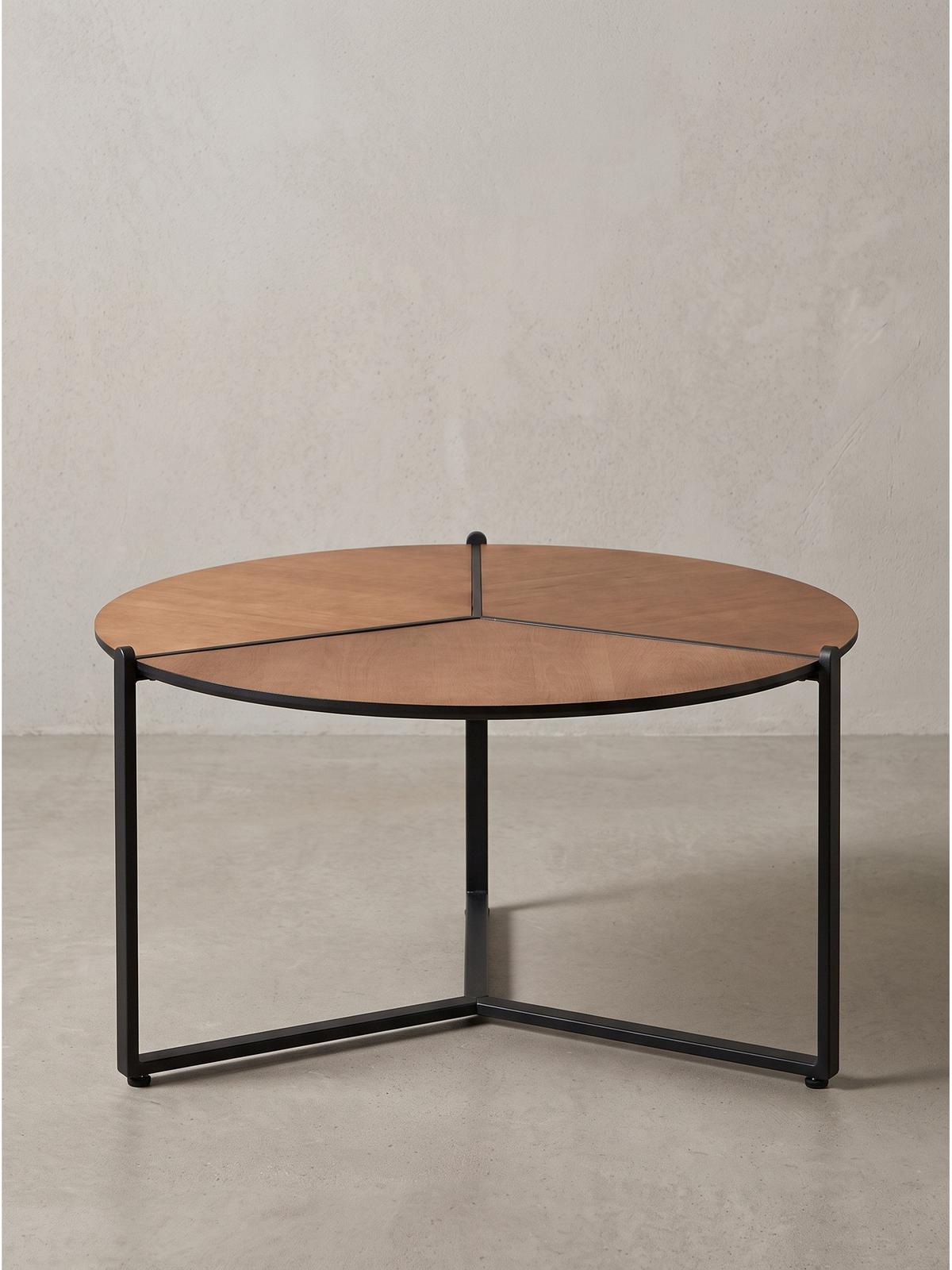 COUCHTISCH BOLSENA, MDF, in Holzoptik, Braun-Schwarz, Ø 80 x 42 cm - Schwarz/Braun, Holzwerkstoff/Metall (80/80/42cm) - KADIMA DESIGN