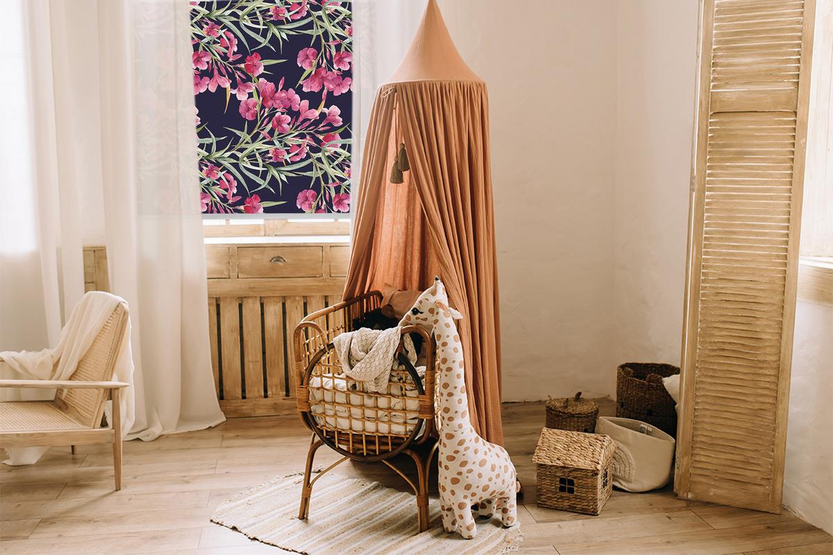 INNENROLLO - Fensterrollo - Rollo - 110x140 cm - Exotische Blume - Pink, Kunststoff (110/140/0.5cm) - TULUP