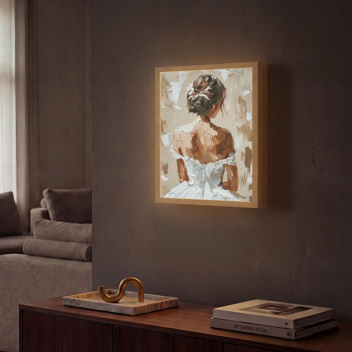 WANDLEUCHTE MIT AKKU Frau - Farbe - Abstrakt - Beige - Modern 30x40 cm - Hellbraun, Holzwerkstoff (30/40/8cm) - OnlyWow