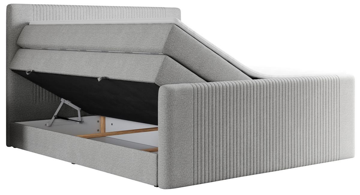BOXSPRINGBETT KING DOREN 120/200 Hellgrau Struktur - H3 - Hellgrau, Holz/Textil (120/200cm) - MKS
