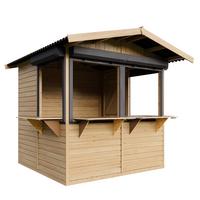 VERKAUFSSTAND aus Holz mit Rollläden 4 m², zerlegbarer Marktstand mit 4 abschließbaren Rollläden für Märkte und Events - Naturfarben, Holz (253/232/263cm) - Timbela