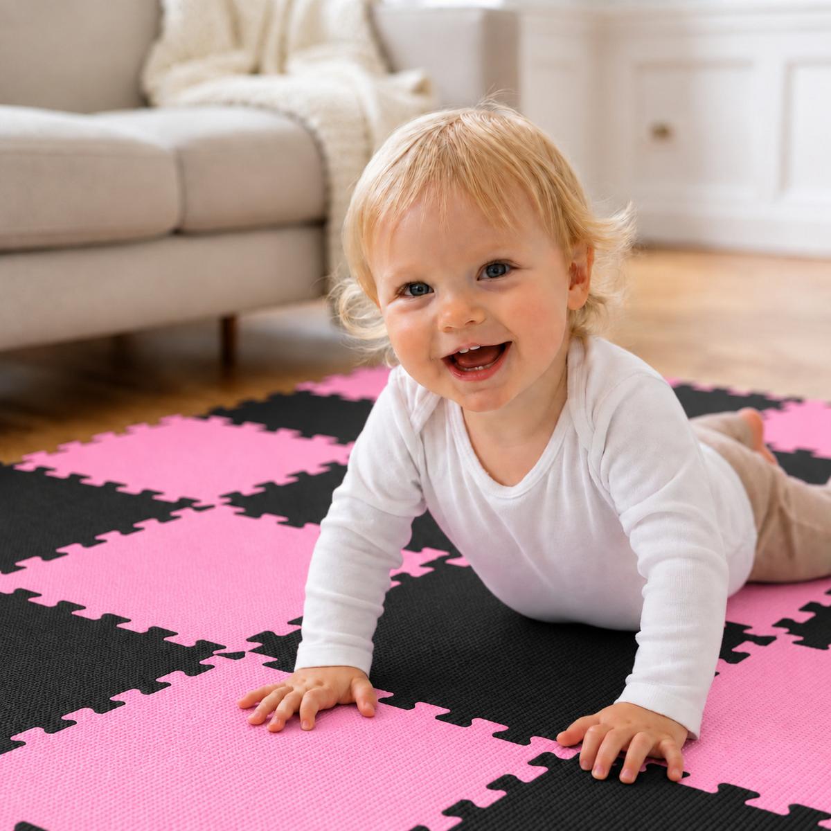 SPIELMATTE ab Null - 180/90 cm Puzzlematte Schwarz - Multicolor, Kunststoff (30/30cm) - Littletom