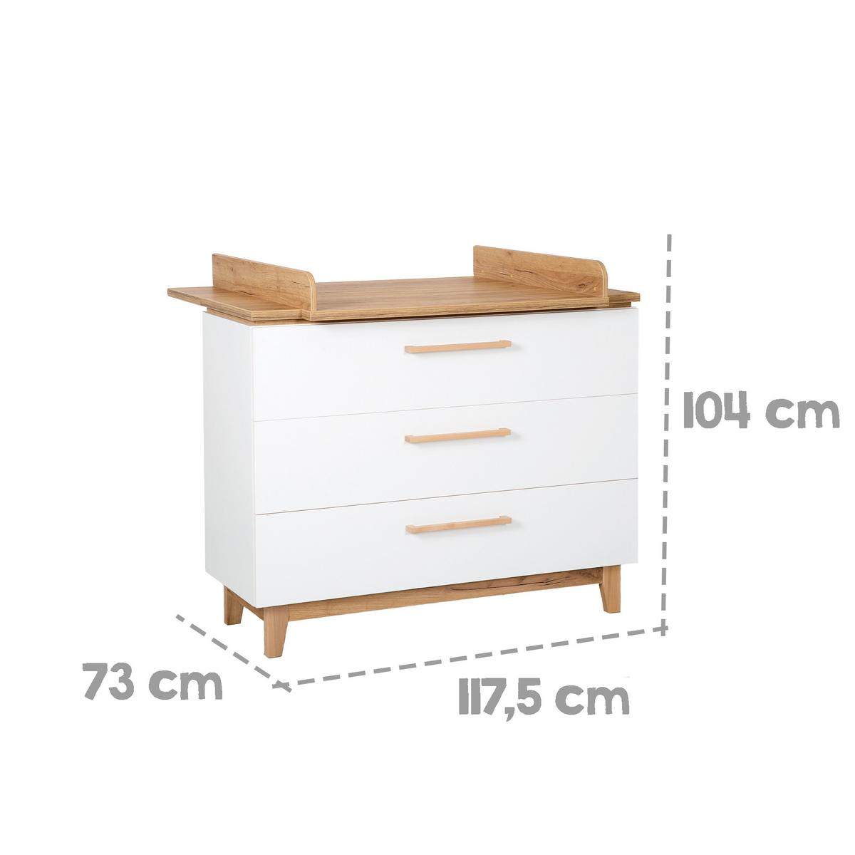 BABYZIMMER-SET Finn 3-teilig - Weiß, Holzwerkstoff (76/82.5/144cm) - Roba