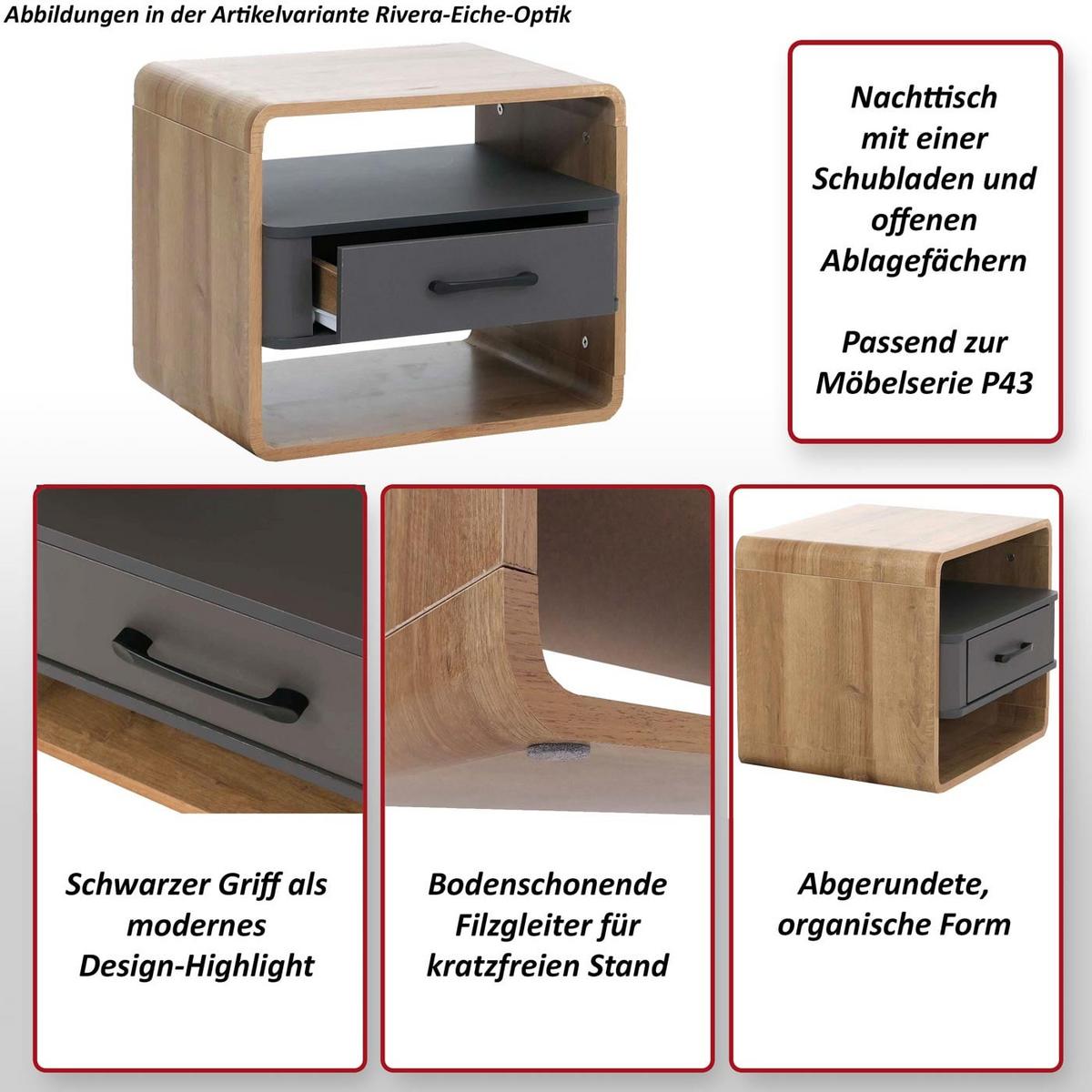 NACHTTISCH organisch Weiß - Weiß, Holz (48/40/44cm) - MCW
