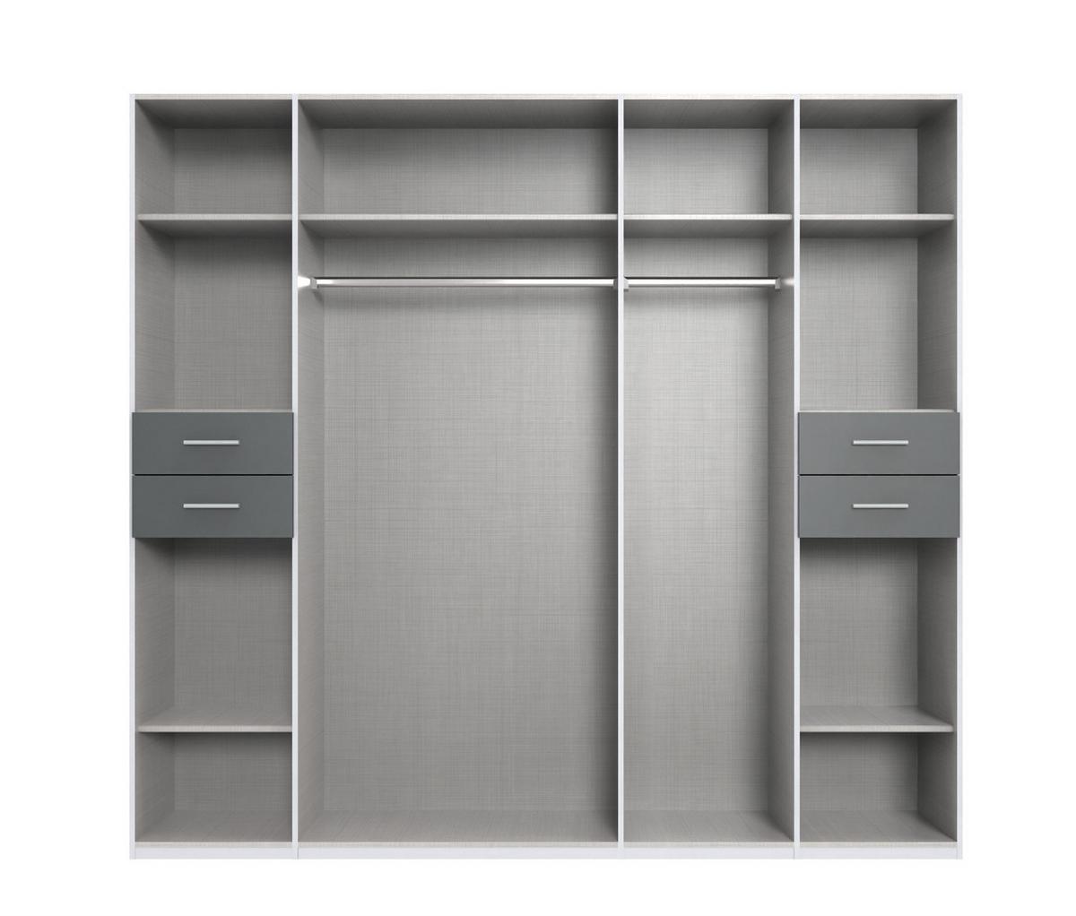 DREHTÜRENSCHRANK B228/H210/T58 cm in Beige Grau, Kleiderschrank m.Passepartout&1Spiegeltür&Schubkästen,Griffe schwarz/ 22574 - Greige/Beige, Holzwerkstoff/Kunststoff (228/210/58cm) - luma-home