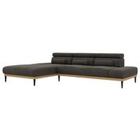 ECKSOFA PAVERO L - Dunkelgrau Velvet - Links Seite - Dunkelgrau/Schwarz, Textil/Metall (205/316cm) - MKS