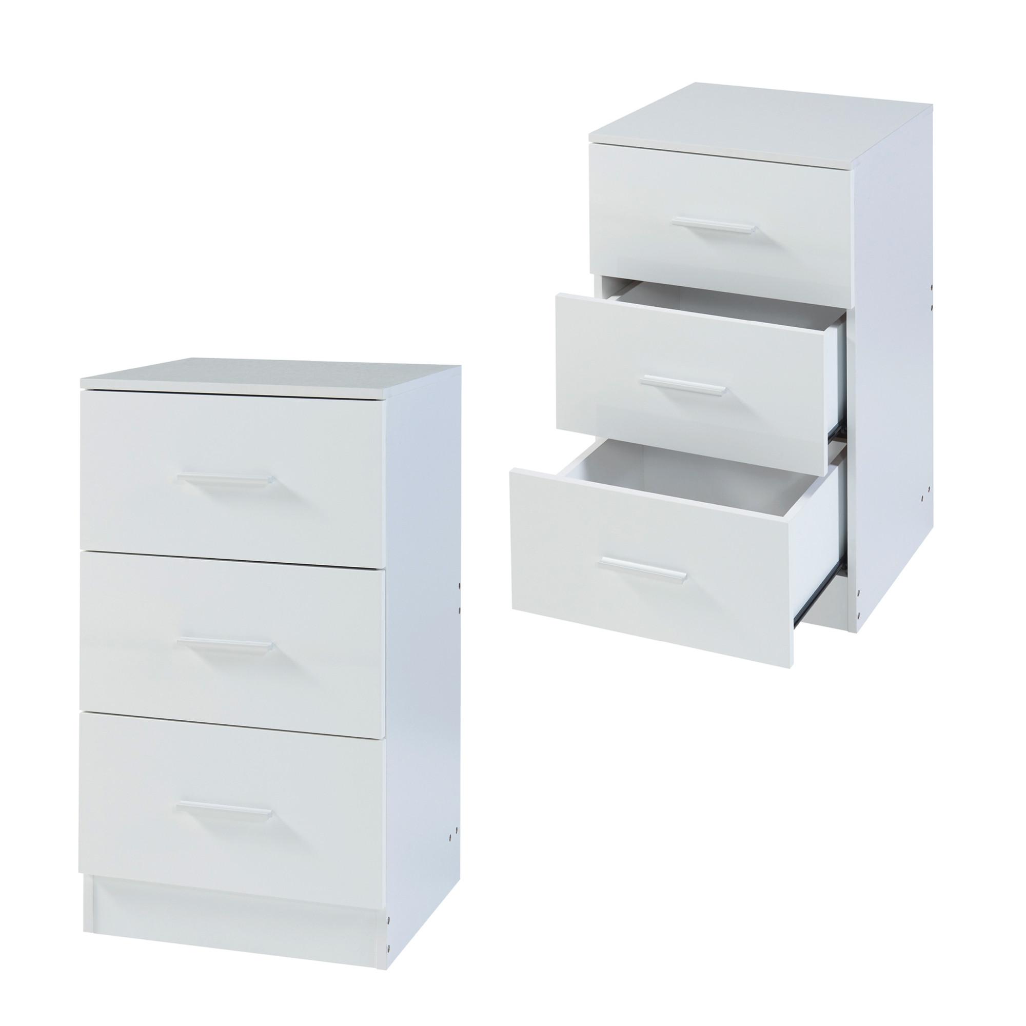 NACHTTISCH-SET 2 TLG. Aurdal - Weiß Hochglanz, Holzwerkstoff (37/66/34.5cm) - [en.casa]