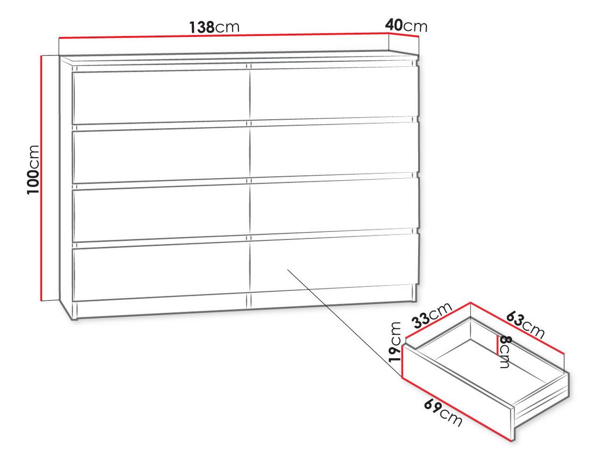 KOMMODE Malwa M8 - Sonoma Eiche, Holzwerkstoff (138/100/40cm) - MIRJAN24