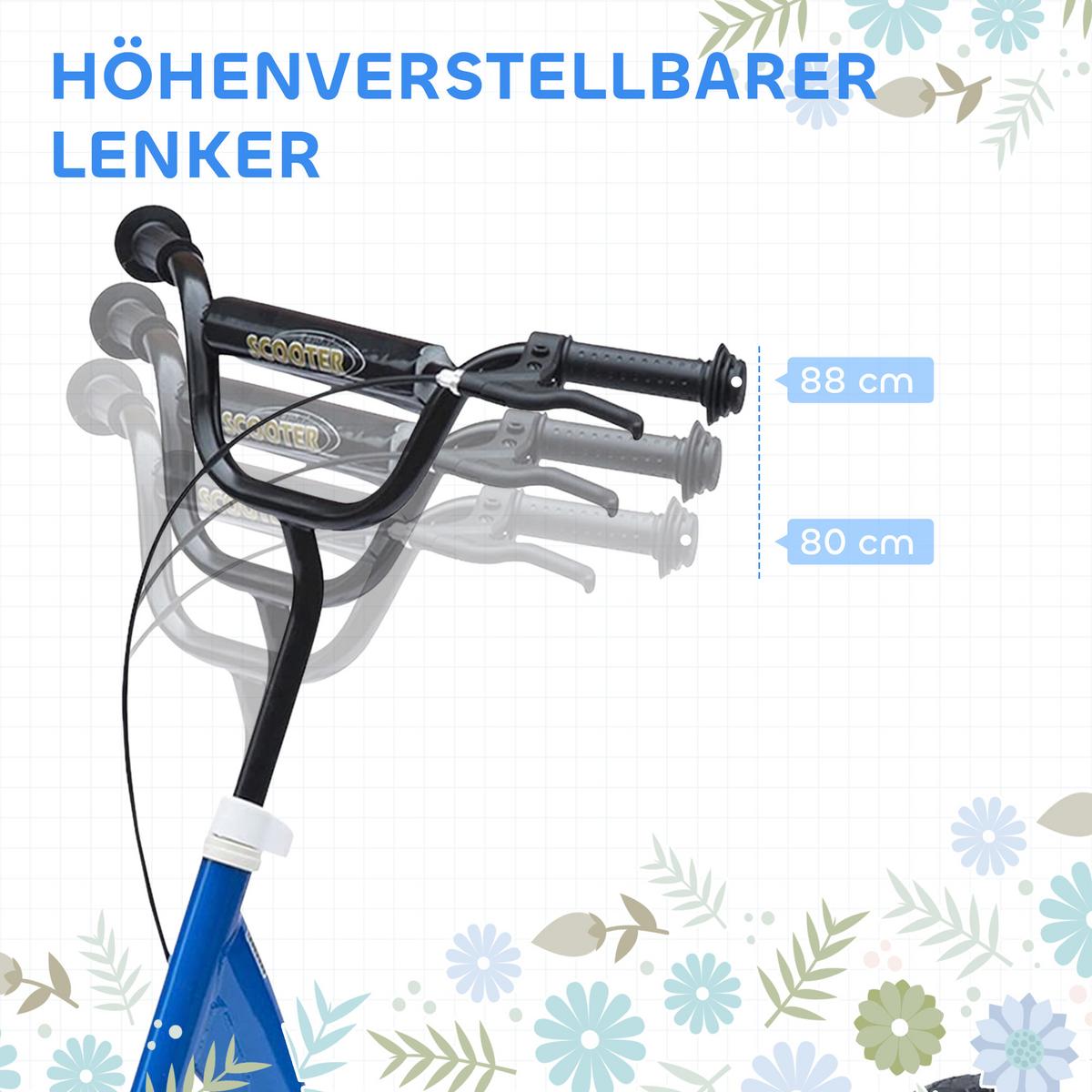 KINDERROLLER, Schwarz/Rosa/Blau/Rot, Stahl+ PVA - Blau, Metall (120/52/80cm) - HOMCOM