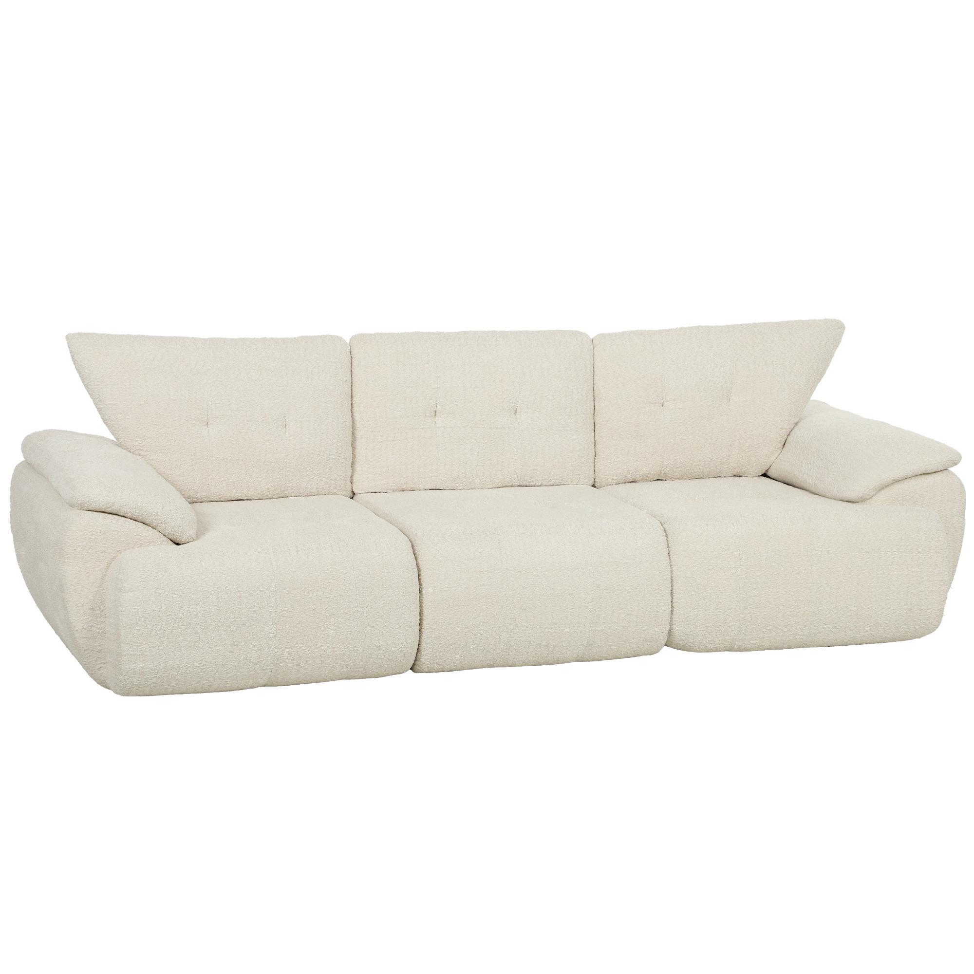 3-SITZER-SOFA Chenille 100 Polyester hochdichter Schaumstoff Cremeweiß - Creme, Textil (92/80/260cm) - HOMCOM