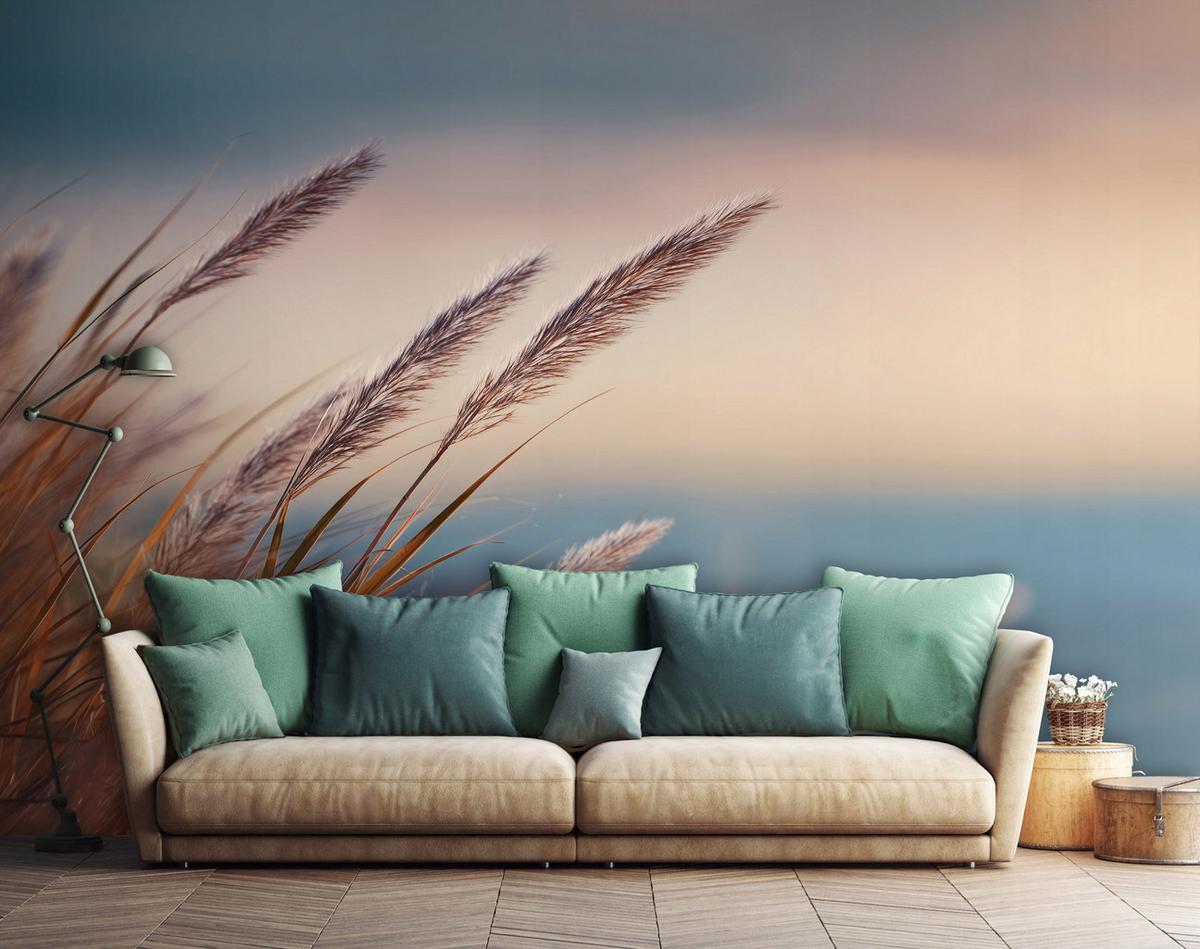 FOTOTAPETE Gras Natur Beige 200x140 cm - Multicolor, Papier (200/140cm) - Wallarena