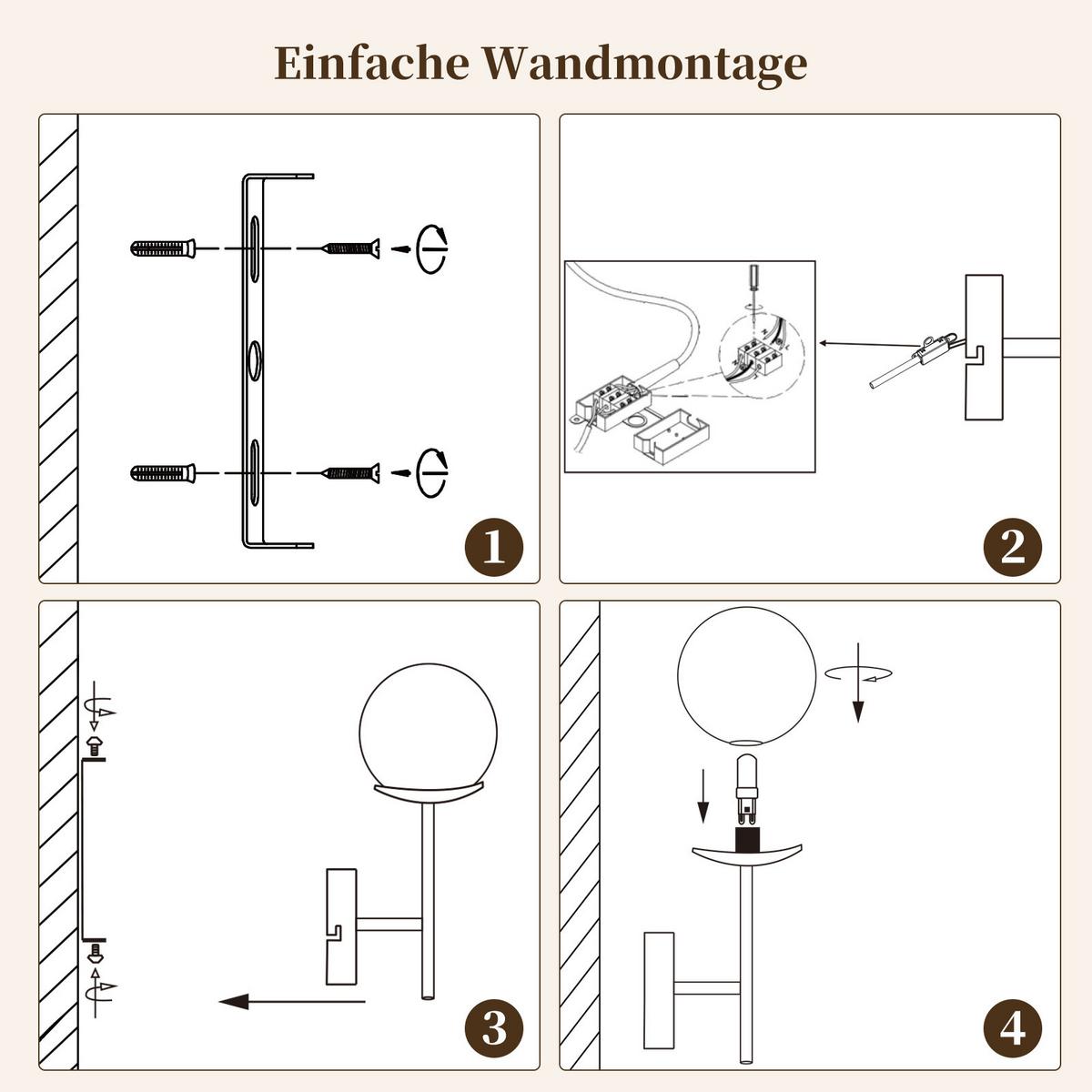 WANDLEUCHTE Tyvax 24/12/16 cm - Goldfarben, Glas/Metall (12/16/24cm) - ZMH