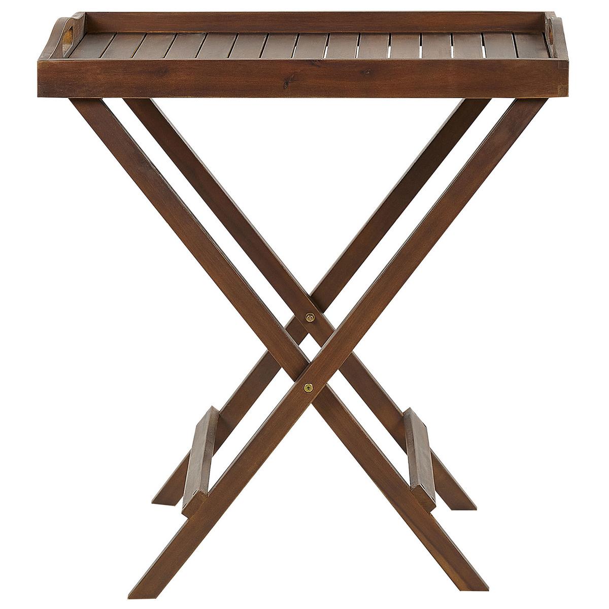 GARTENTISCH Massivholz Dunkler Holzfarbton Amantea - Dunkelbraun, Holz (68/45/73cm) - Beliani