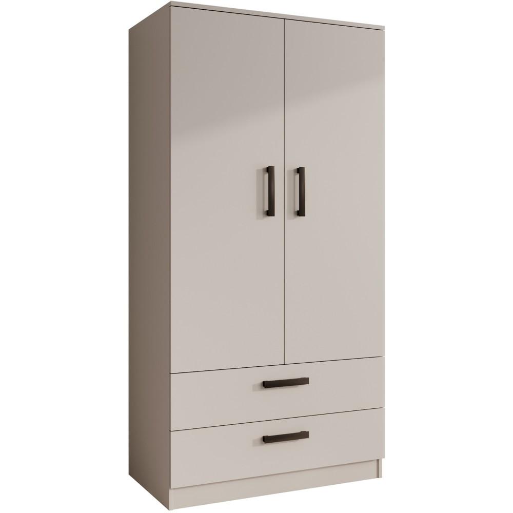 DREHTÜRENSCHRANK Trend, mit Schubladen, Kaschmir - Kaschmir/Schwarz, Holzwerkstoff (90/180/50cm) - Beautysofa