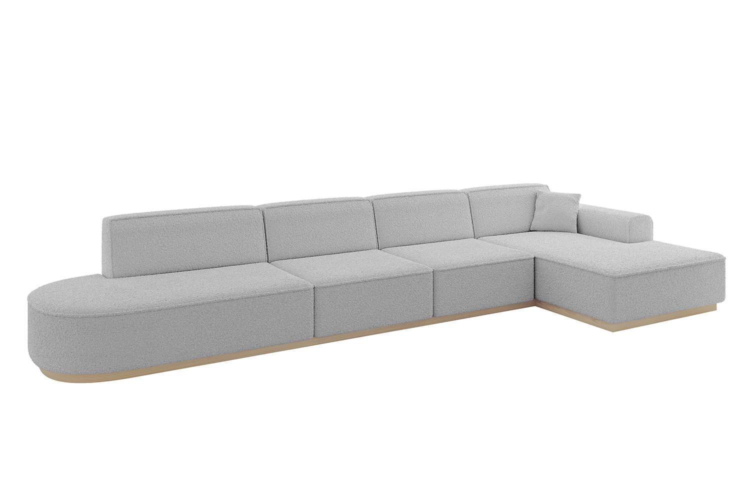 ECKSOFA Ottomane Rechts IREA-L3 - 412x165x80 cm Hellgrau - Hellgrau, Holzwerkstoff/Textil (412/165cm) - ALTDECOR