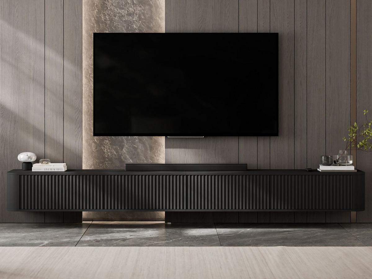 TV-LOWBOARD 2er-Set Aurora Schwarz matt 280 cm - Schwarz, Holzwerkstoff (280/30/35cm) - Meble Lindner