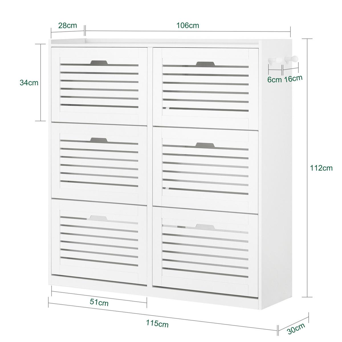 SCHUHSCHRANK Weiß - Weiß, Holzwerkstoff (115/112/30cm) - SoBuy