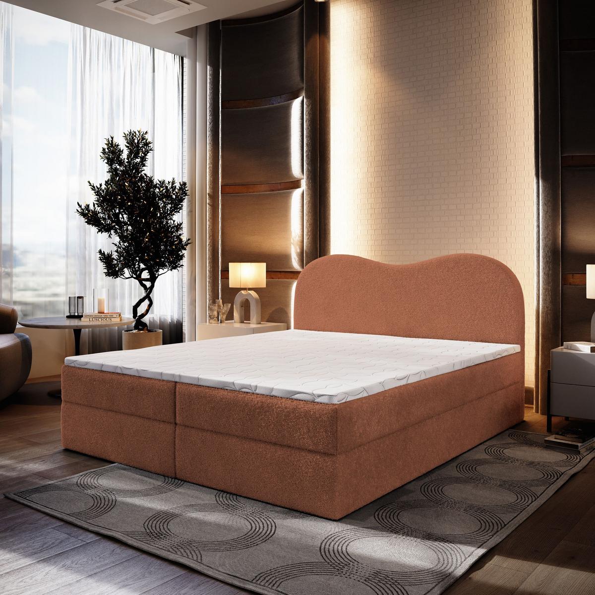 BOXBETT FLUVIA N 180x200 cm mit Matratze und Topper - Orange - Orange, Holz (180/200cm) - MASSENO