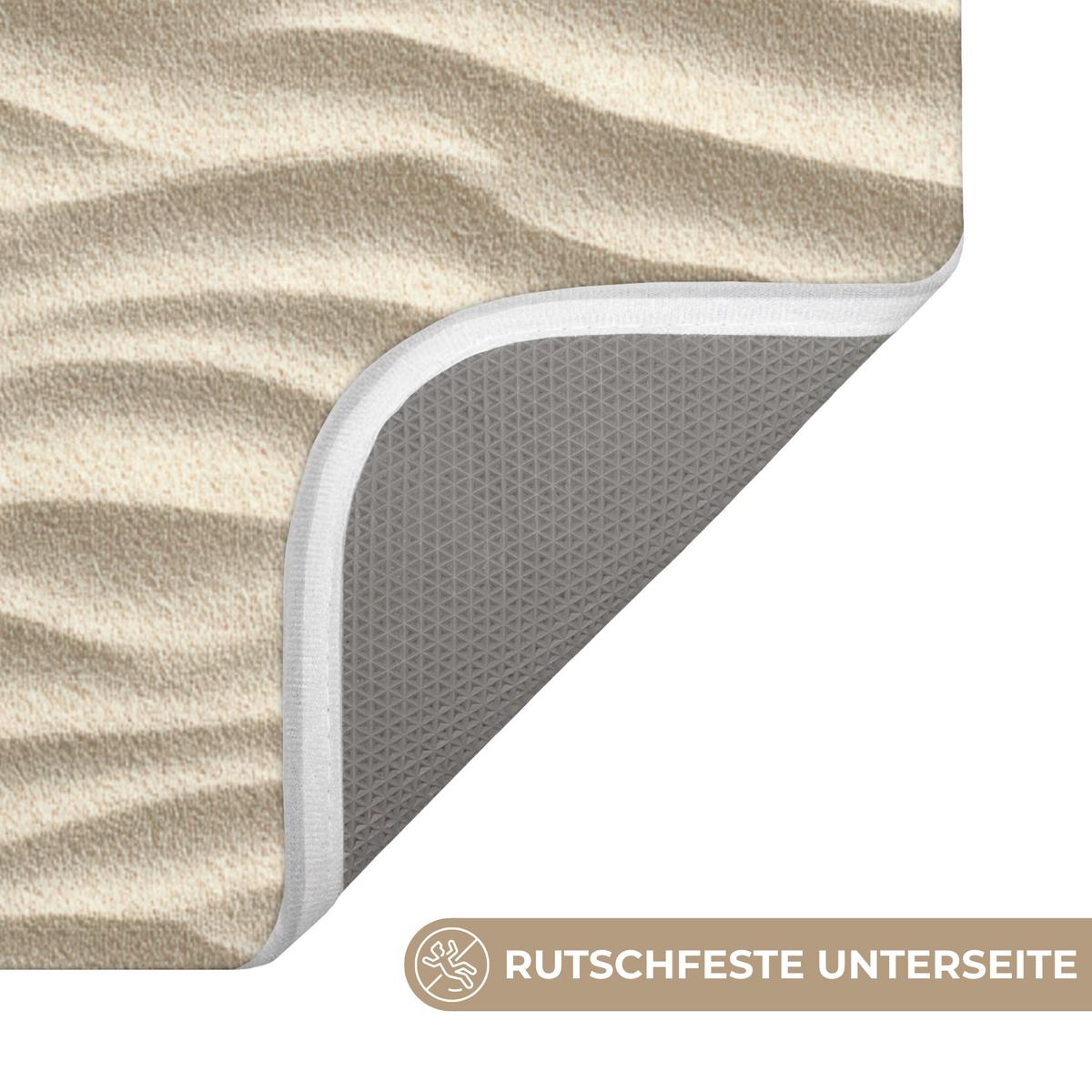 BADEMATTE Sand - Wellen - Beige 60x120 cm - Beige, Textil (60/120cm) - OnlyWow