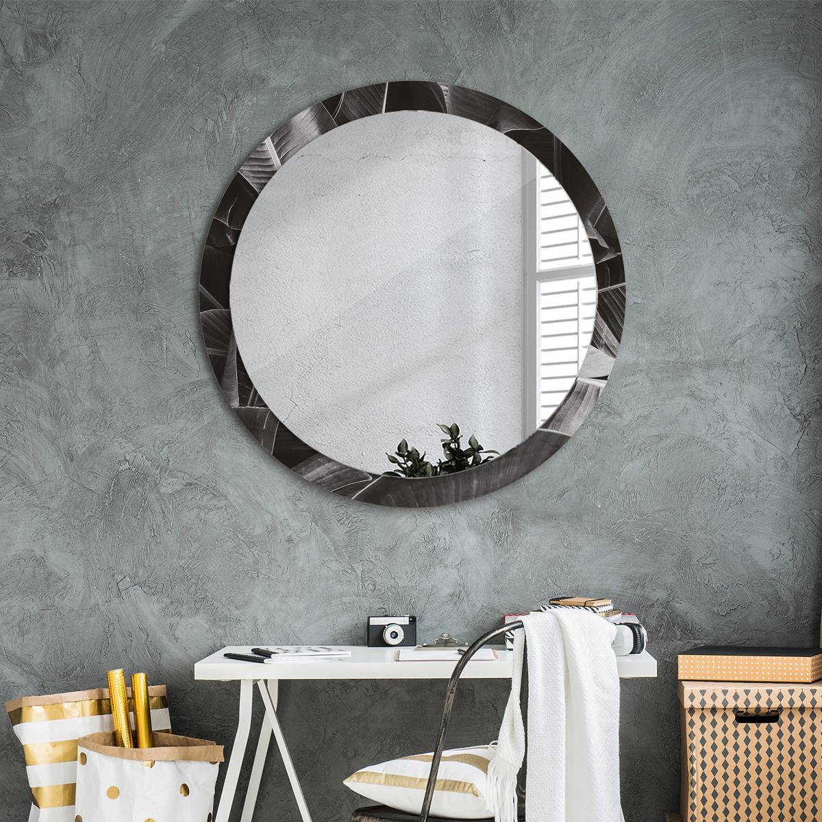 SPIEGEL Rund Ø 90 cm mit Aufdruck - Grau, Glas (90/90/0.4cm) - Wallfluent