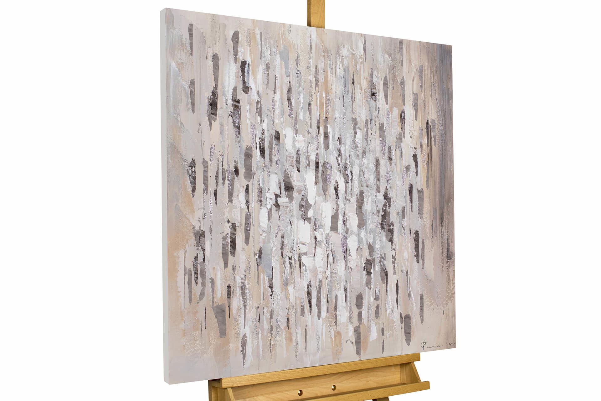 ACRYLBILD HANDGEMALT 80/80 cm - Grau, Holz/Textil (80/80cm) - KUNSTLOFT