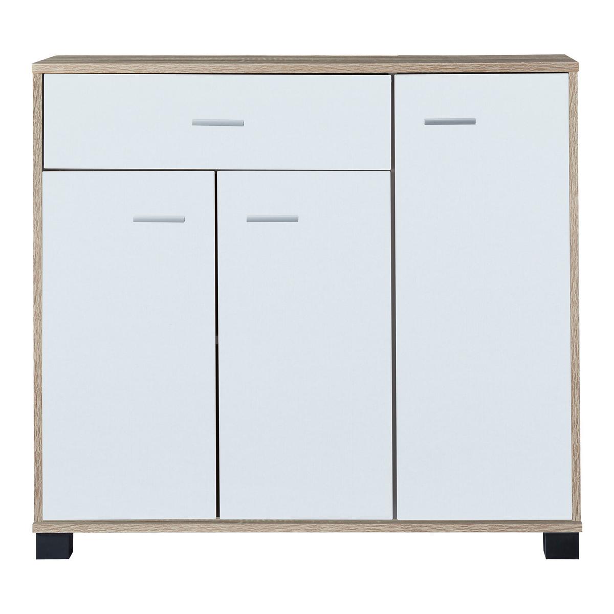 SIDEBOARD Bobeck - Eichefarben/Weiß, Holzwerkstoff (80/72/28cm) - [en.casa]
