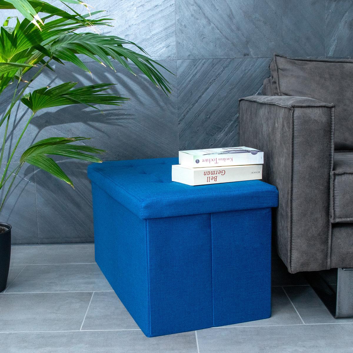 SITZTRUHE Faltbar 76/38/38 cm (Blau) - Blau, Textil (38/38/76cm) - Intirilife