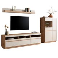 WOHNWAND Kaschmir, Artisan Eiche 292 cm 3-teilig, Schrankwand mit Soft-Close - Kaschmir/Eiche Artisan, Glas/Holzwerkstoff (292/170/45cm) - Furn.Design
