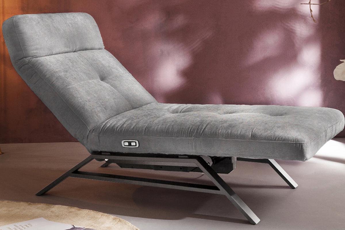 LIEGE MIT MOTORISCHER RELAXFUNKTION AMERIVA Grau Velvet Relaxfunktion - Silberfarben/Grau, Textil (80/110/158cm) - KAWOLA